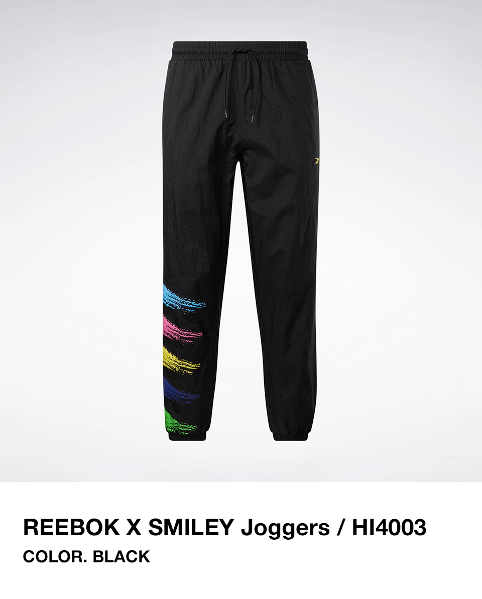 ★Reebok★ REEBOK X SMILEY JOGGER PANTS BLACK HI4003 REEBOK X SMILEY 조거 팬츠 - 블랙 / HI4003 ｜ 리복 공식